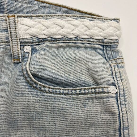 7 For All Mankind • High Waist Cropped Straight with Braided Belt - Picture 4 of 9